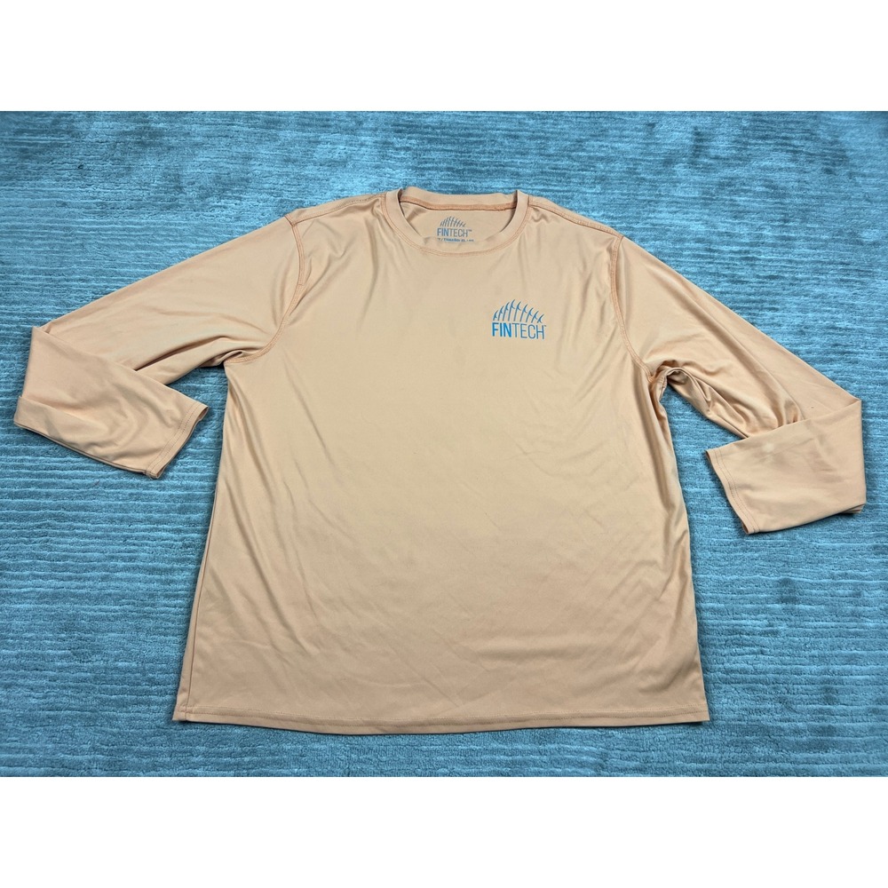 Fintech Performance Shirt Mens XL Orange Long Sleeve Fishing Logo Tee